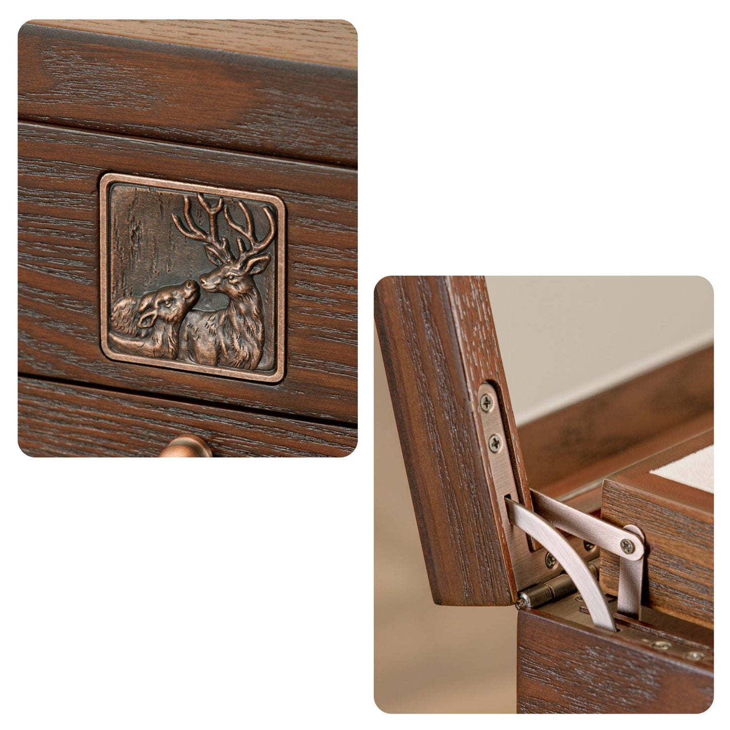 Wooden Jewelry Box with Drawer and Mirror SKU 21125