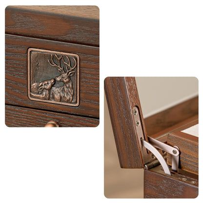 Wooden Jewelry Box with Drawer and Mirror SKU 21125