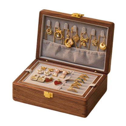 Solid Walnut Wooden Jewelry Box with Tray SKU 21194
