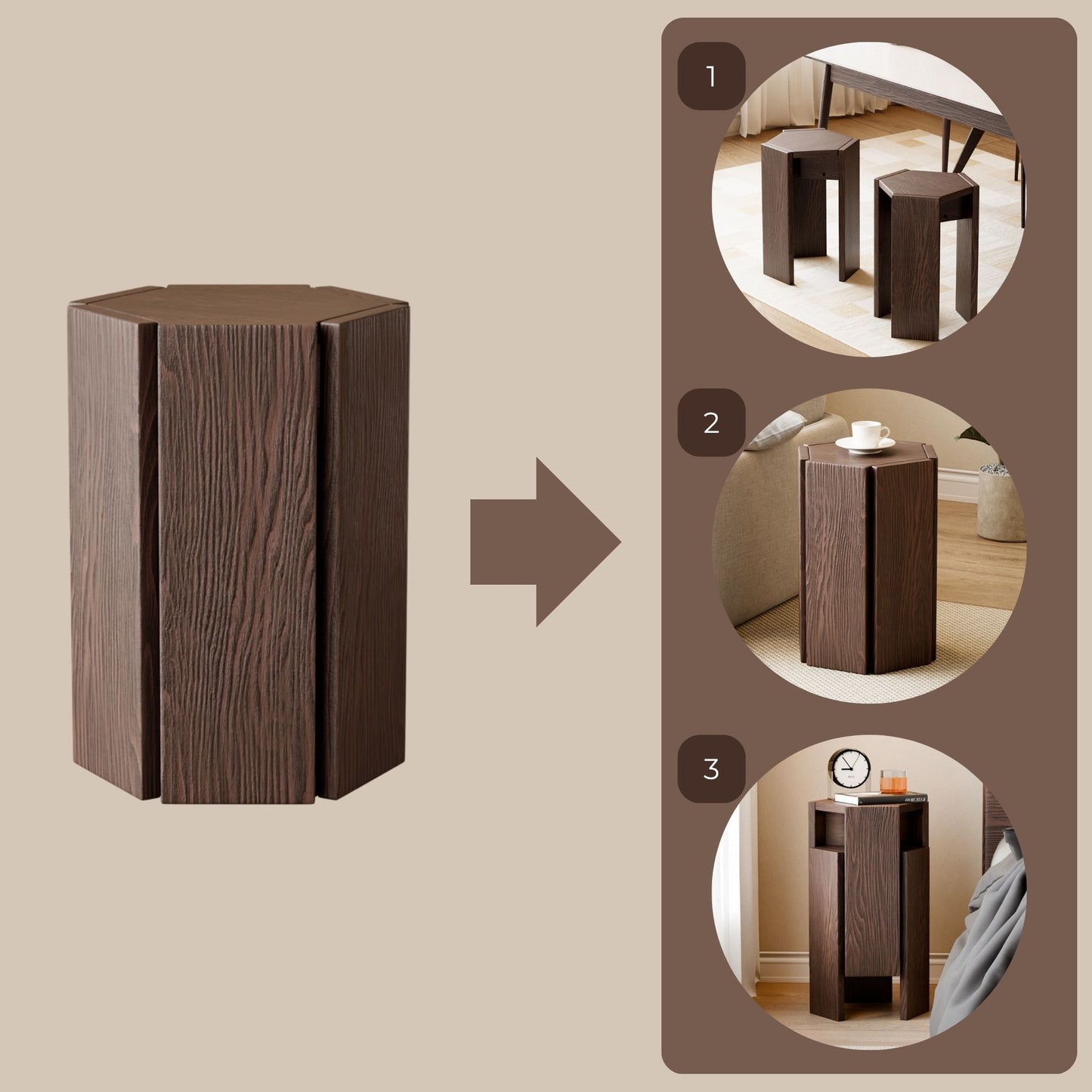 Multifunctional Wooden Stool Set SKU 52015