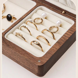 Small Wooden Jewelry Box Organizer for Home and Travel SKU 21062