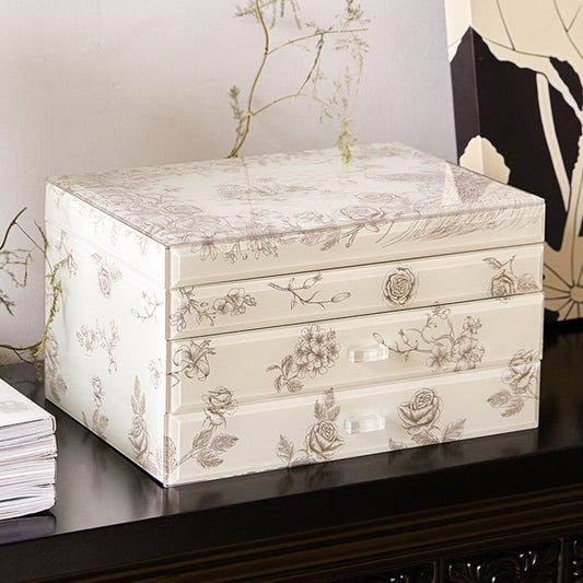 Jewelry Box Organizer with Glass Surface and Two Drawers SKU 21170