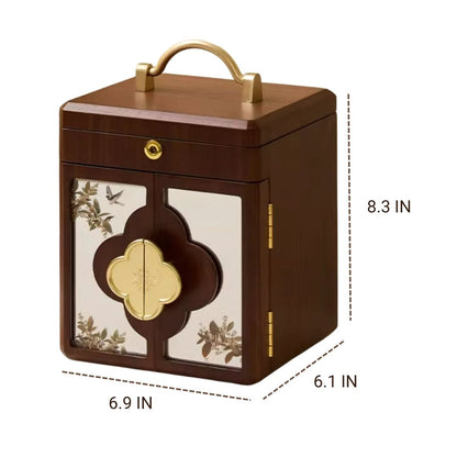 Wooden Jewelry Box Organizer with Mirror and Lock SKU 21160
