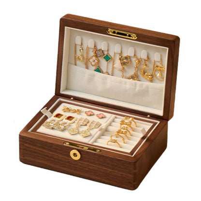 Solid Walnut Wooden Jewelry Box with Tray SKU 21194