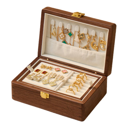 Solid Walnut Wooden Jewelry Box with Tray SKU 21194