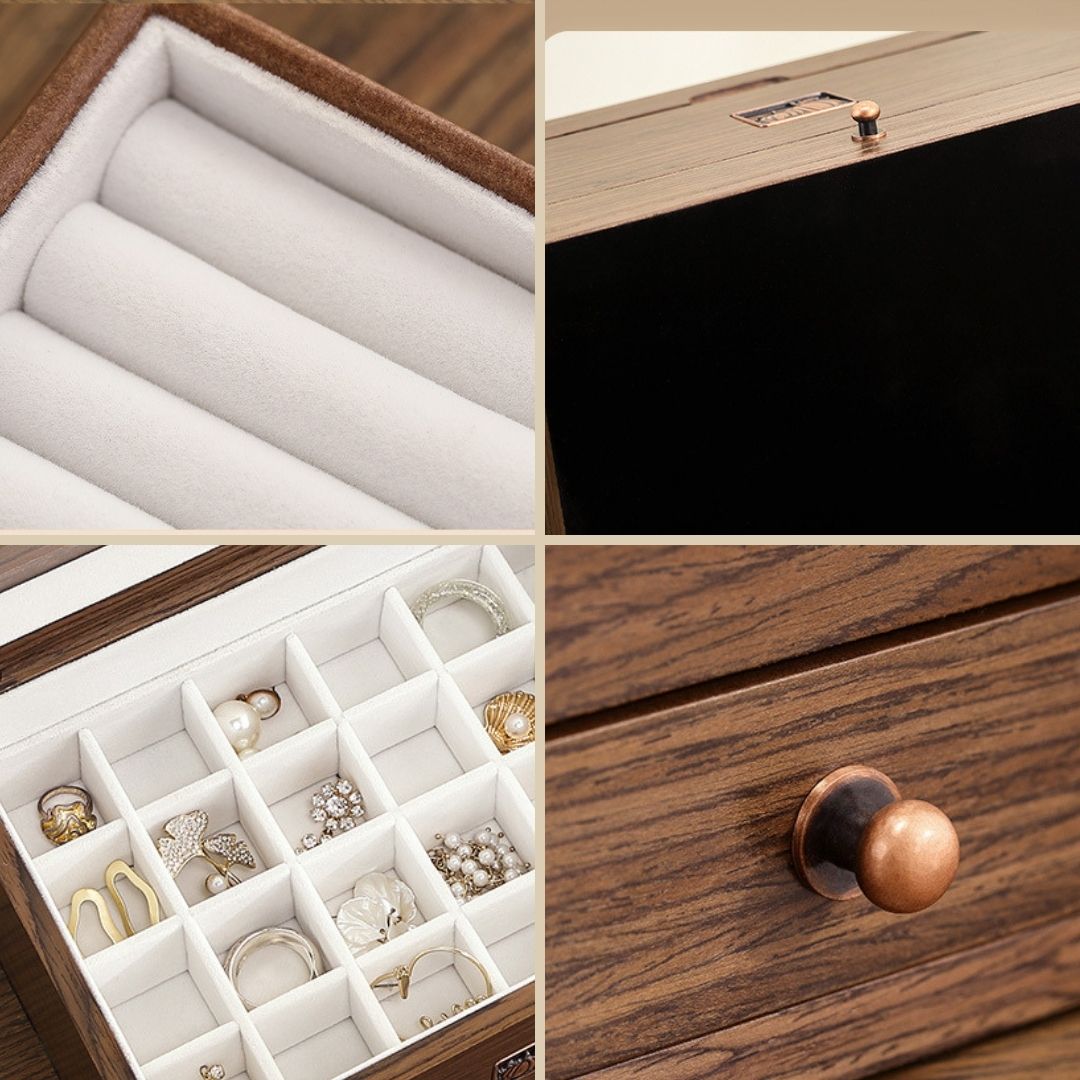 Three Layer Wooden Jewelry Box for Women SKU 21087
