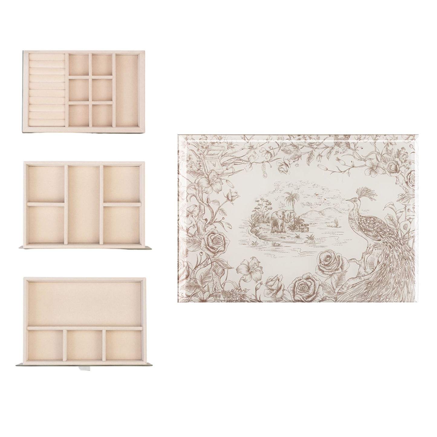 Jewelry Box Organizer with Glass Surface and Two Drawers SKU 21170