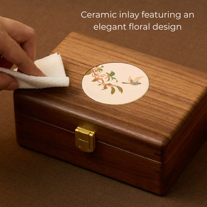 Solid Walnut Wooden Jewelry Box with Tray SKU 21194
