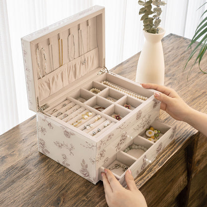 Jewelry Box Organizer with Glass Surface and Two Drawers SKU 21170