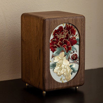 Solid Walnut Jewelry Box with Embroidery SKU 21192