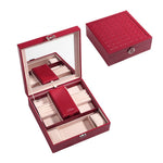 Leather Jewelry Box Organizer with Mirror for Women SKU 21068