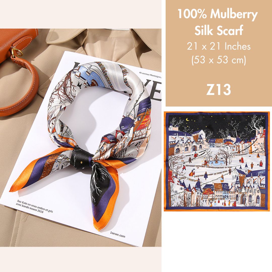 100% Mulberry Silk Scarf 21 x 21 Inches 88006