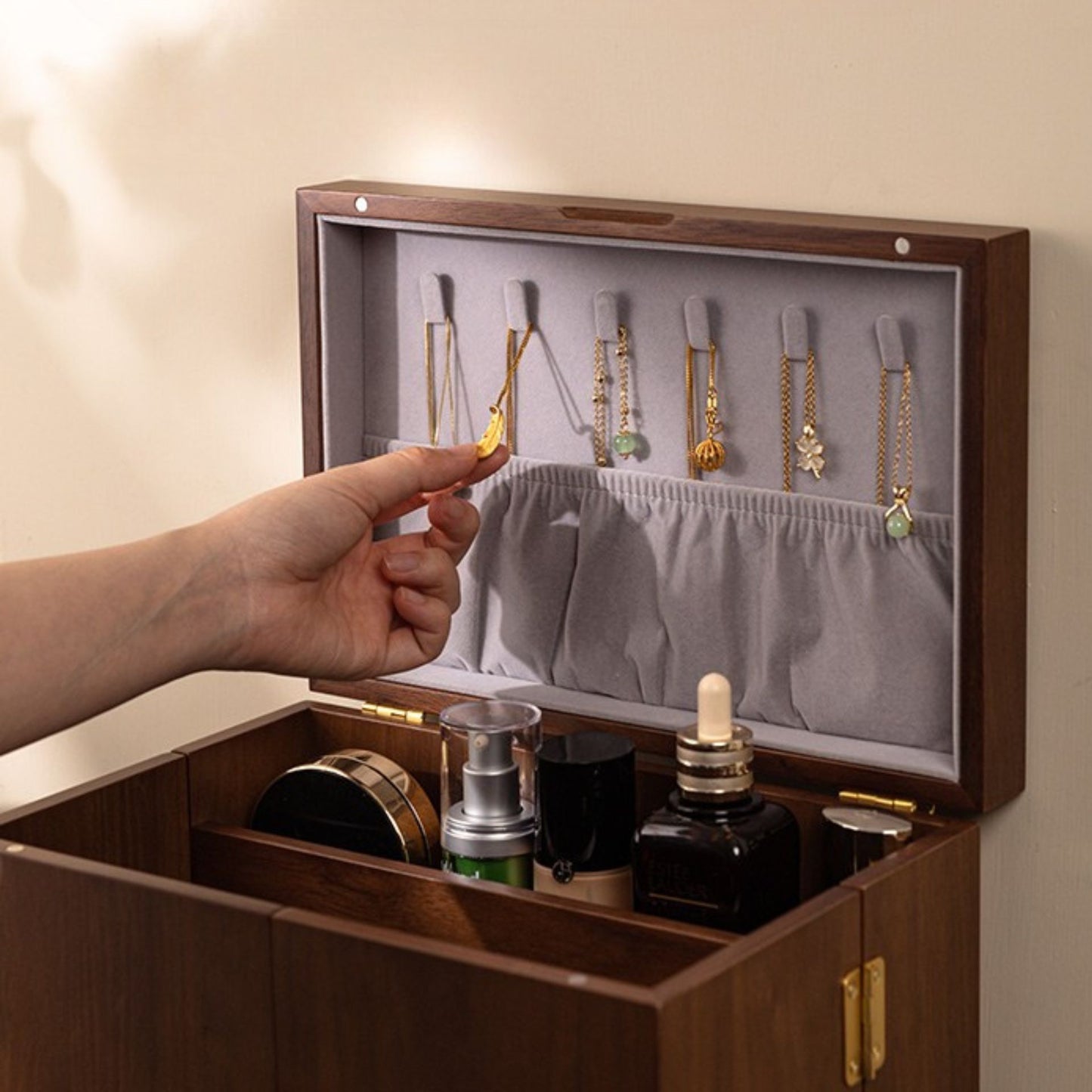Large Wooden Jewelry and Cosmetic Organizer SKU 21141
