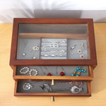 Two Tier Wooden Jewelry Box Organizer for Women SKU 21071