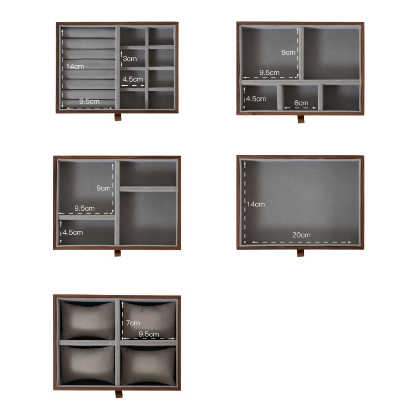 Walnut Wood Veneer Jewelry Box with Drawers SKU 21111