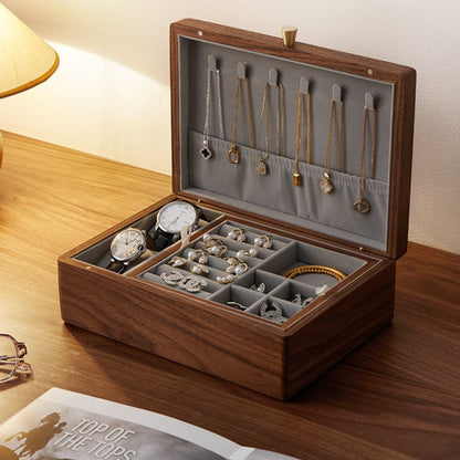 Solid Walnut Wood Jewelry Box with Removable Tray SKU 21063