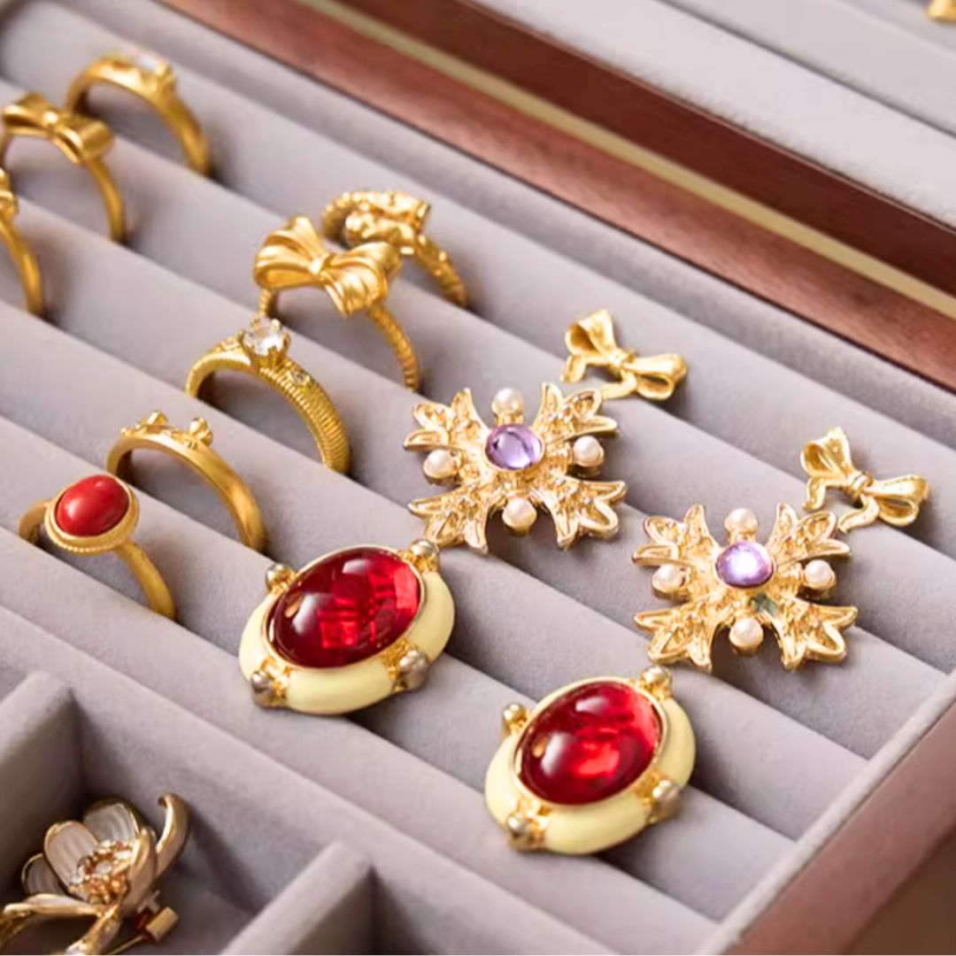 Wooden Jewelry Box Organizer with Mirror and Lock SKU 21160