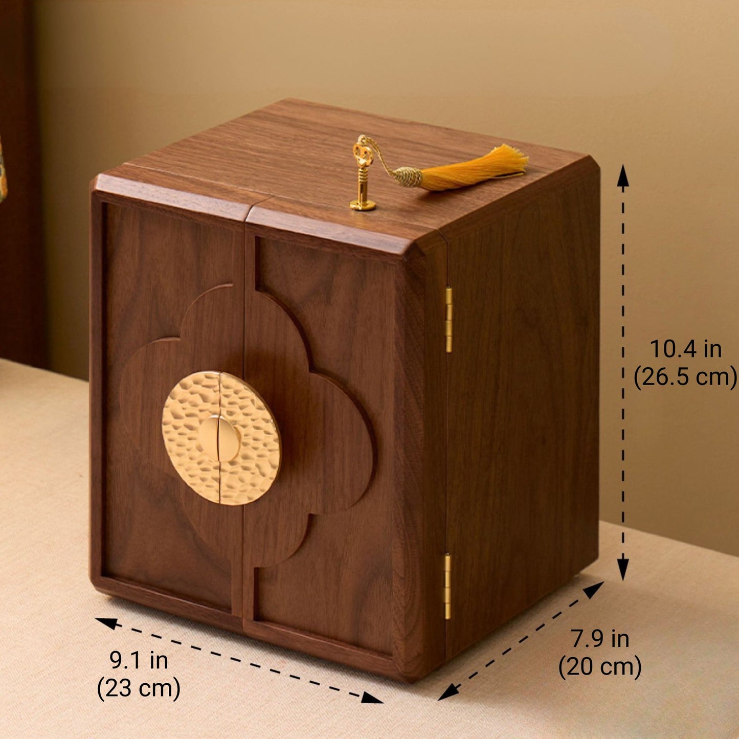 Walnut Wood Veneer Jewelry Box with Drawers SKU 21111