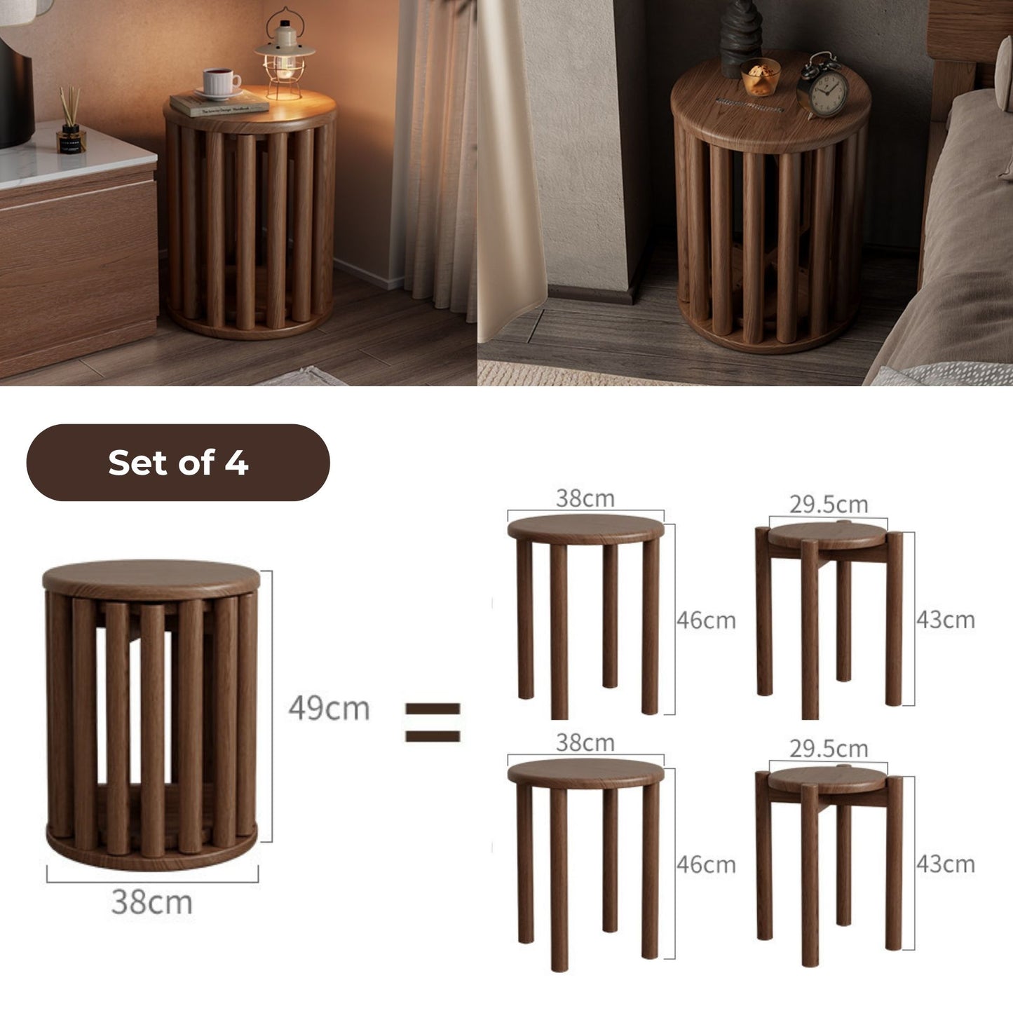 Multifunctional Solid Wood Stool Set SKU 52016