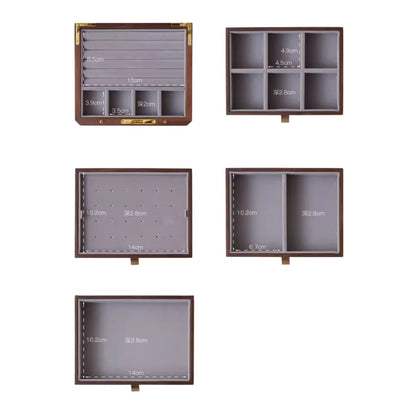 Wooden Jewelry Box Organizer with Mirror and Lock SKU 21160
