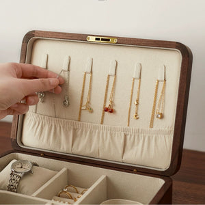 Solid Walnut Wood Jewelry Box For Women SKU 21082
