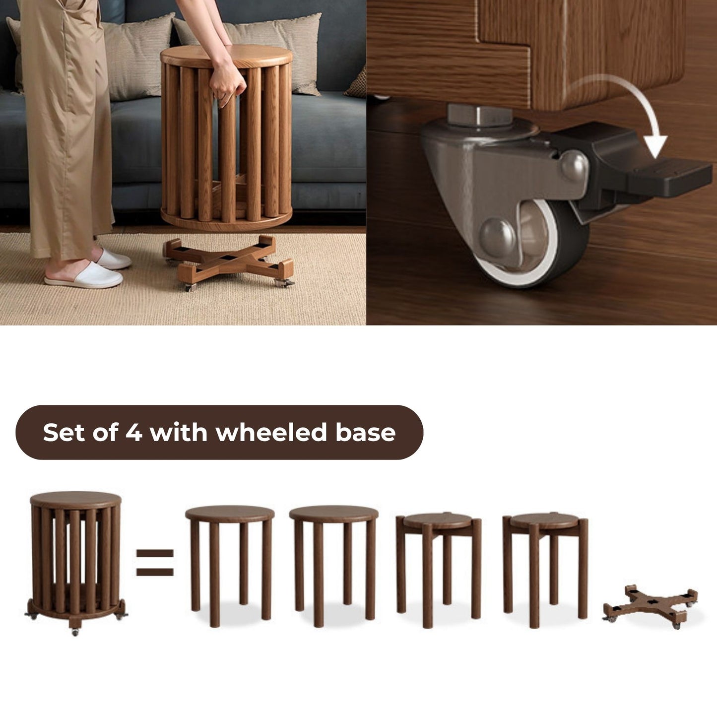 Multifunctional Solid Wood Stool Set SKU 52016