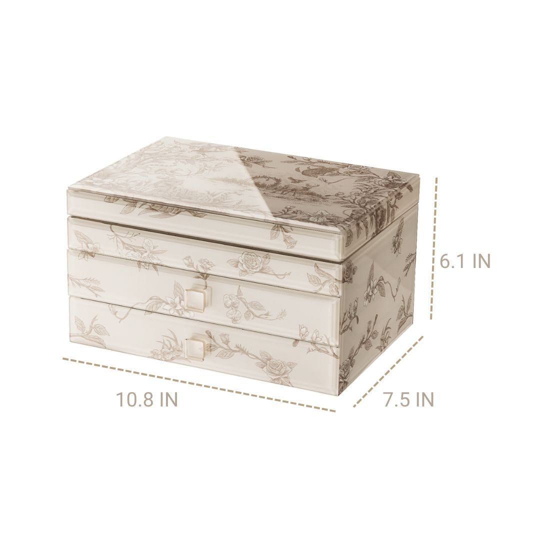 Jewelry Box Organizer with Drawers and Glass Surface SKU 21161