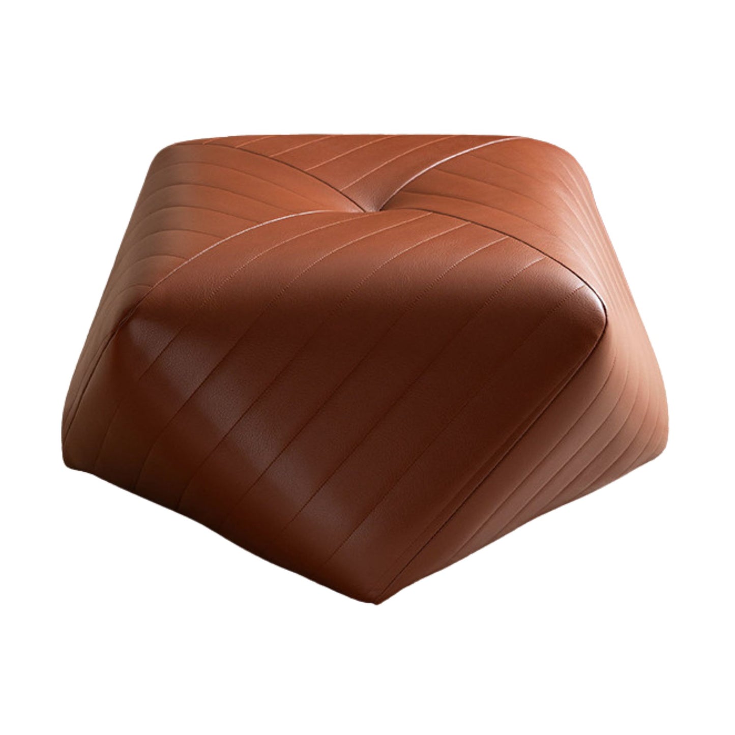 Small Leather Upholstered Ottoman Pouf SKU 52004