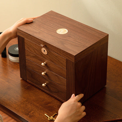 Wooden Jewelry Box with Drawers and Mirror SKU 21142