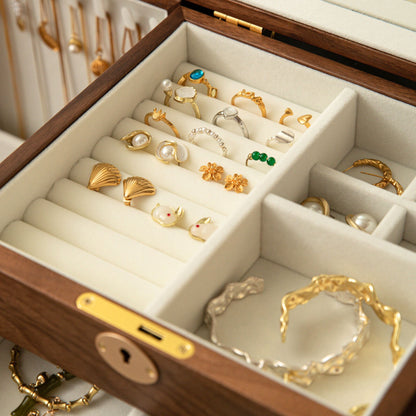 Wooden Jewelry Box with Drawers and Mirror SKU 21142