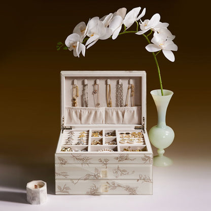 Jewelry Box Organizer with Drawers and Glass Surface SKU 21161