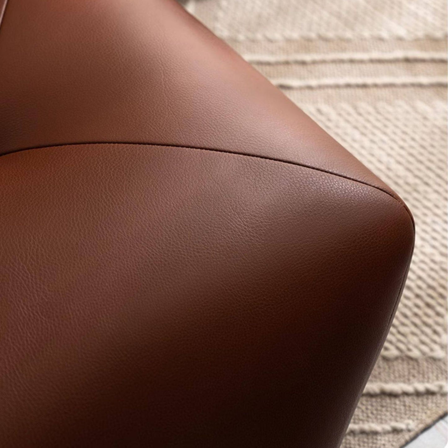 Small Leather Upholstered Ottoman Pouf SKU 52004