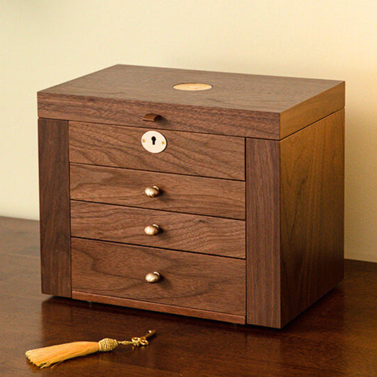 Wooden Jewelry Box with Drawers and Mirror SKU 21142