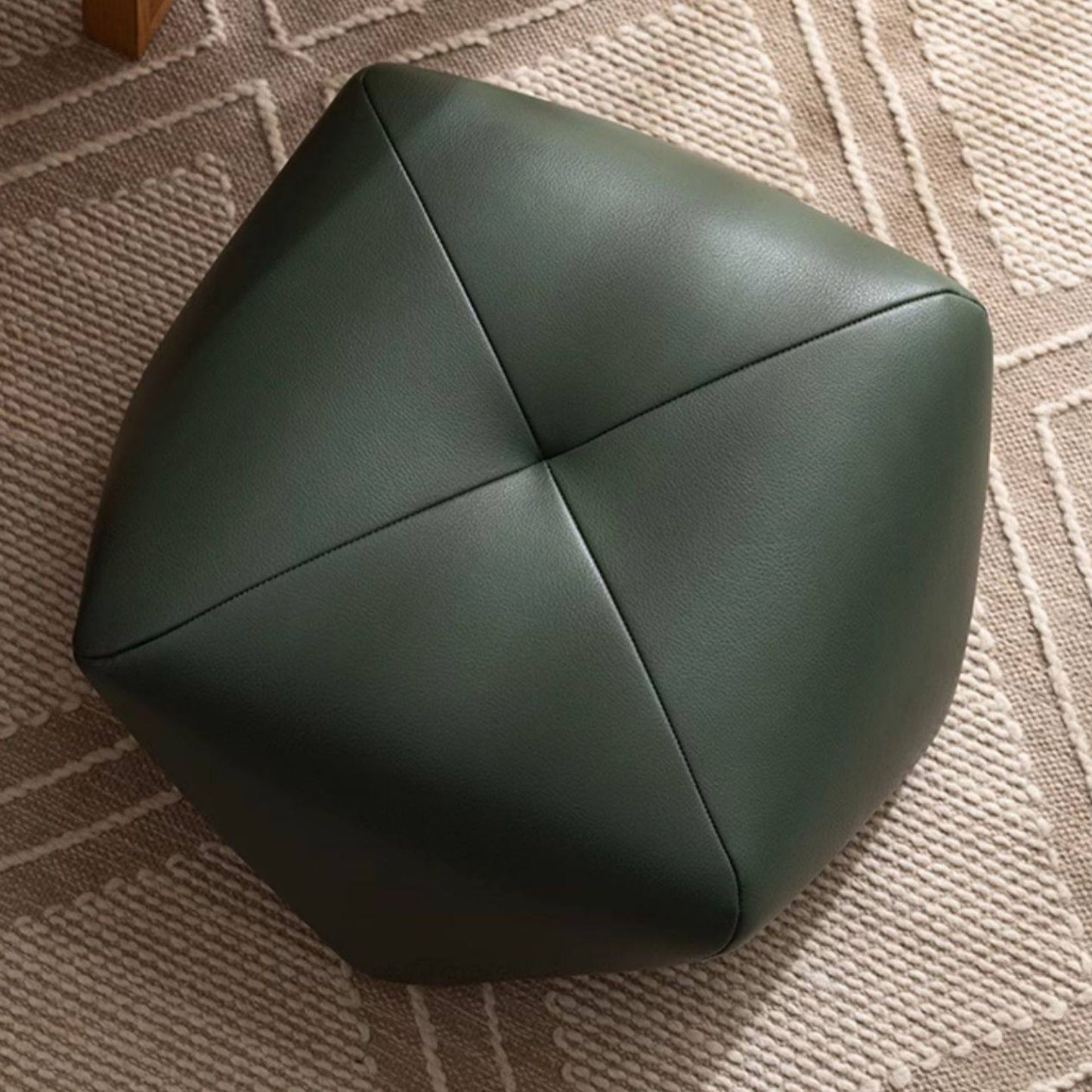 Small Leather Upholstered Ottoman Pouf SKU 52004