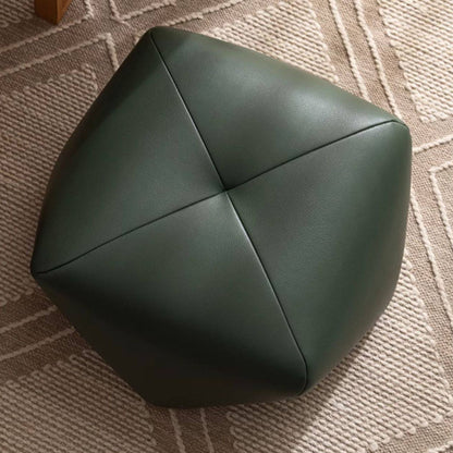 Small Leather Upholstered Ottoman Pouf SKU 52004