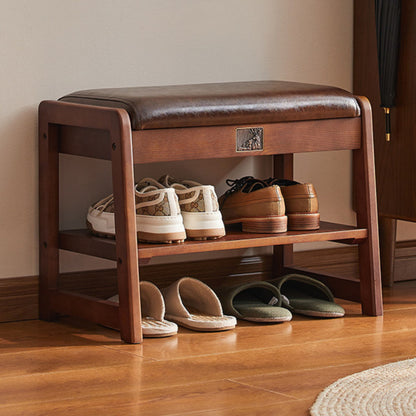 Wooden Upholstered Shoe Bench with Storage SKU 52014