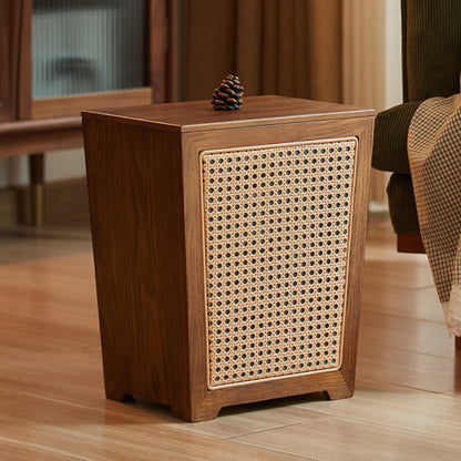 Wooden Decorative Trash Bin with PE Wicker Sides SKU 54003