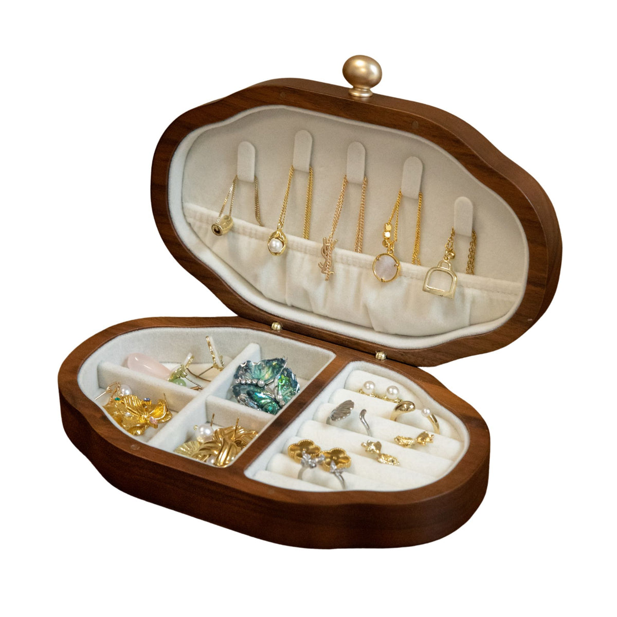 Solid Walnut Jewelry Box with Mother-of-Pearl Inlay SKU 21190