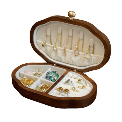 Solid Walnut Jewelry Box with Mother-of-Pearl Inlay SKU 21190