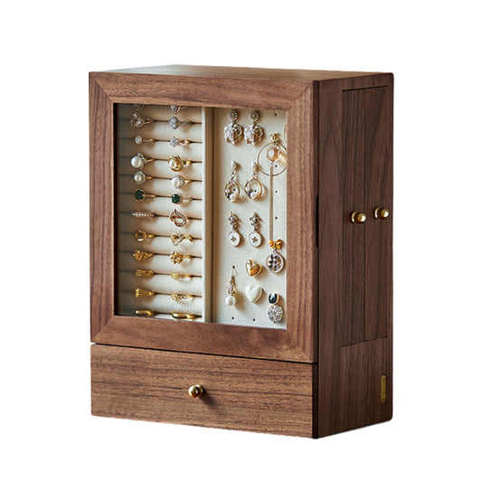 Walnut Wood Jewelry Box with Vertical Storage SKU 21127