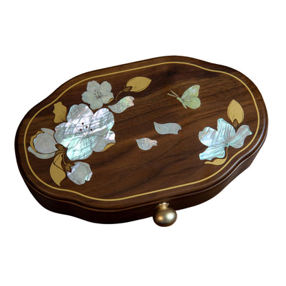 Solid Walnut Jewelry Box with Mother-of-Pearl Inlay SKU 21190