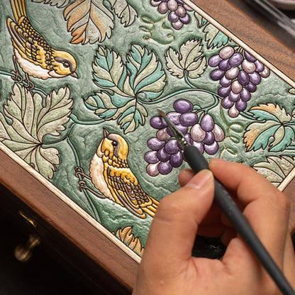 Solid Wood Jewelry Box with Hand-Painted Artwork SKU 21185