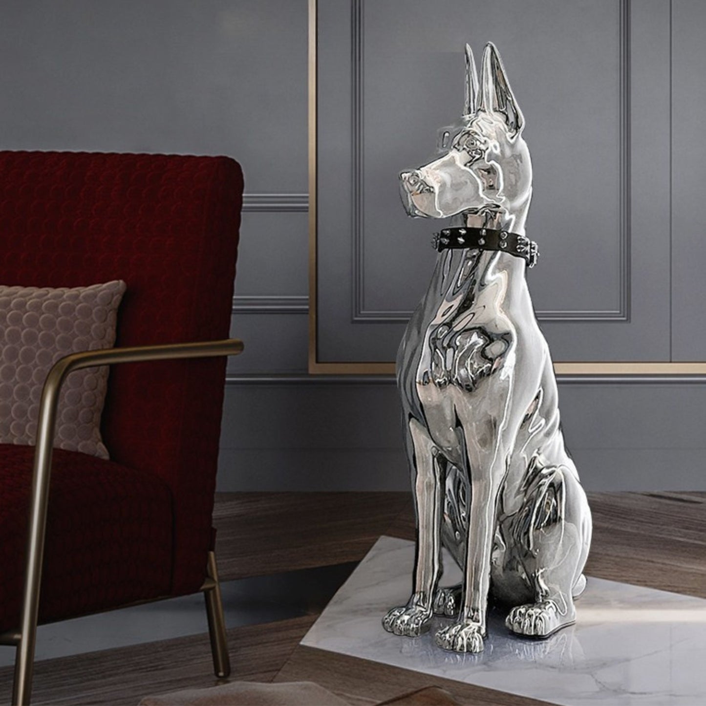 Dog Statue Figurine Decorative Indoor Dog Sculpture SKU 10033