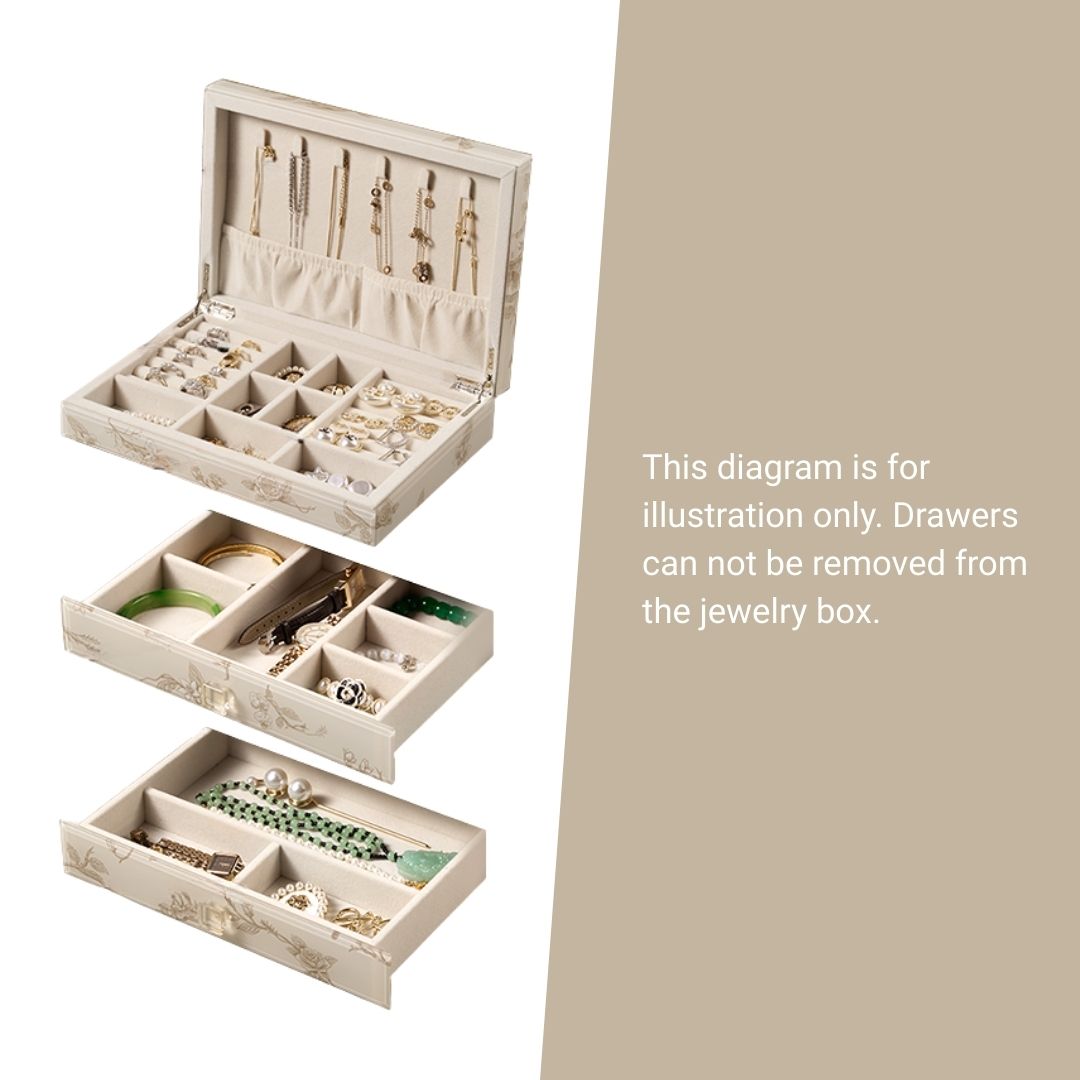 Jewelry Box Organizer with Drawers and Glass Surface SKU 21161