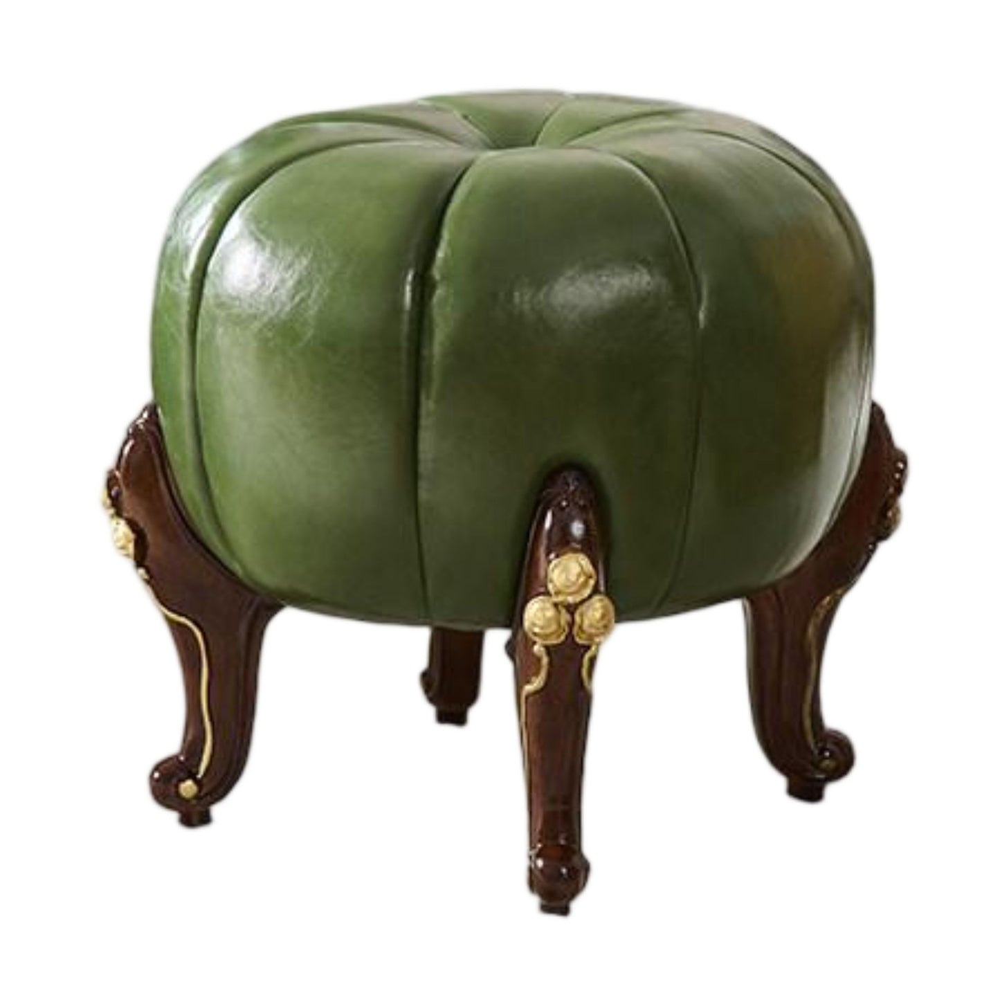 Solid Wood Leather Upholstered Ottoman Stool SKU 52005