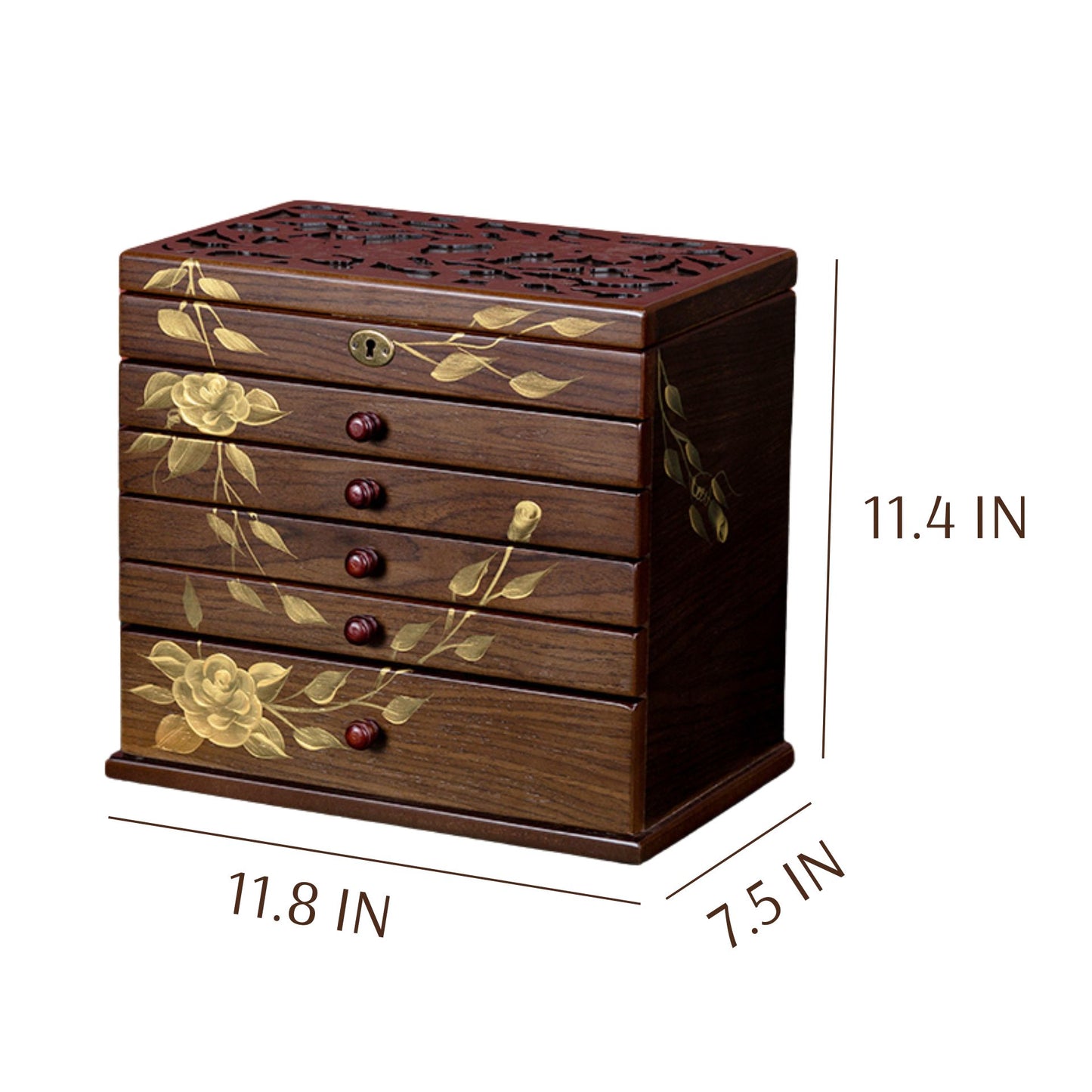 Wooden Jewelry Box with Hand Painted Decoration SKU 21143