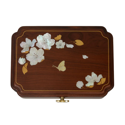 Solid Walnut Jewelry Box with Mother-of-Pearl Inlay SKU 21195
