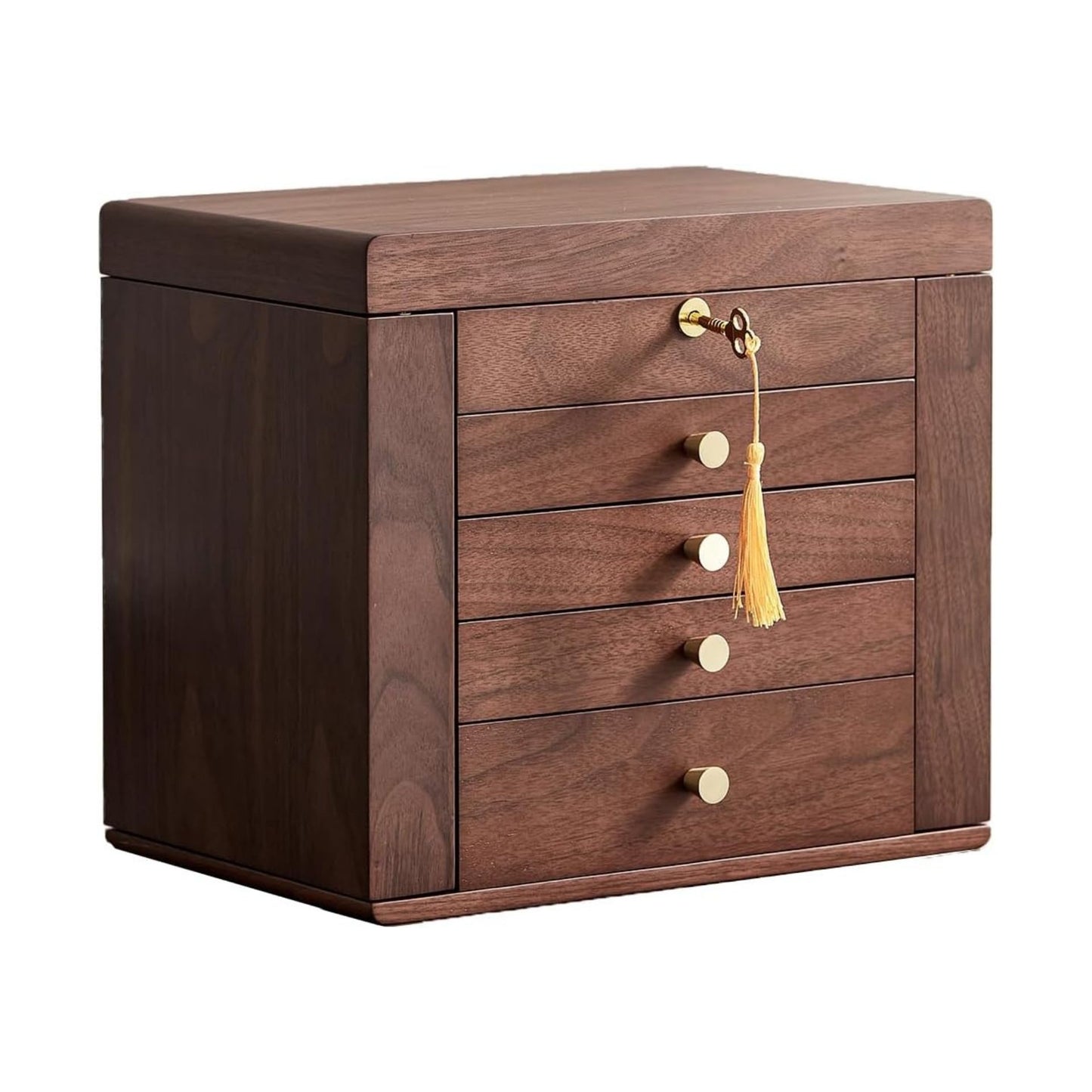 Large 5 Layer Jewelry Box in Walnut Veneer SKU 21106