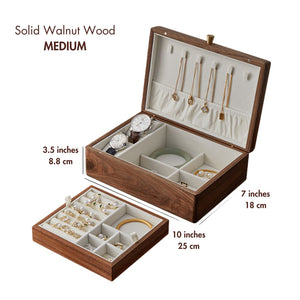 Solid Walnut Wood Jewelry Box for Women SKU 21063