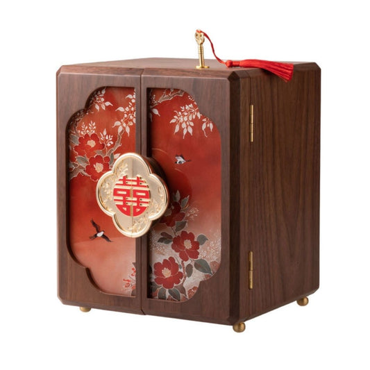 Wooden Jewelry Box with Drawers and Lock for Wedding SKU 21162